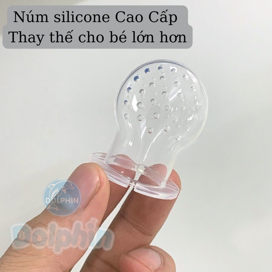 Túi nhai trái cây Silicone cao cấp Dolphin dành cho bé (tặng thêm 1 núm)