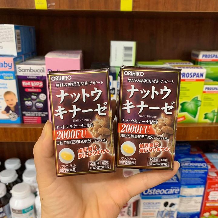 Viên Uống Phòng Chống Đột Quỵ, Tai Biến, Ổn Định Huyết Áp Nattokinase Orihiro 2000FU Nhật Bản
