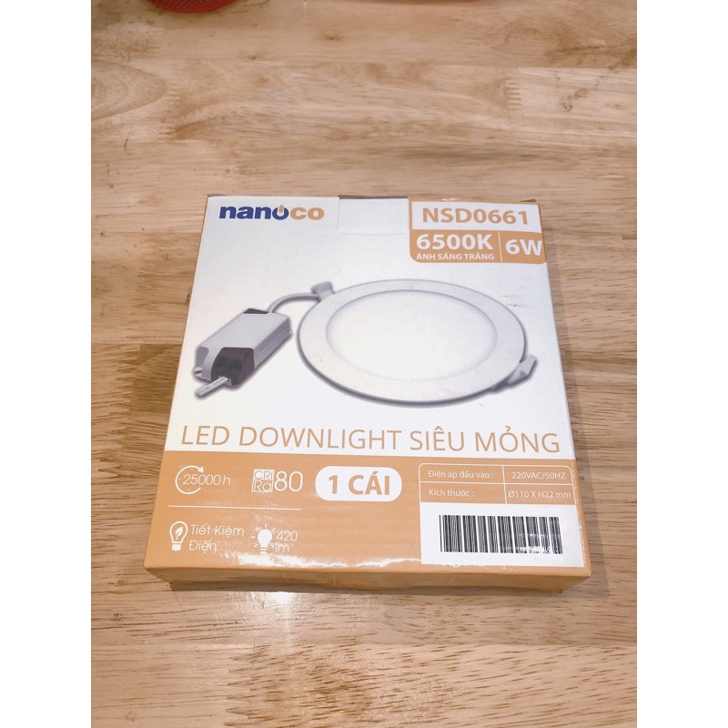 đèn led âm Trần siêu mỏng 6w nanoco