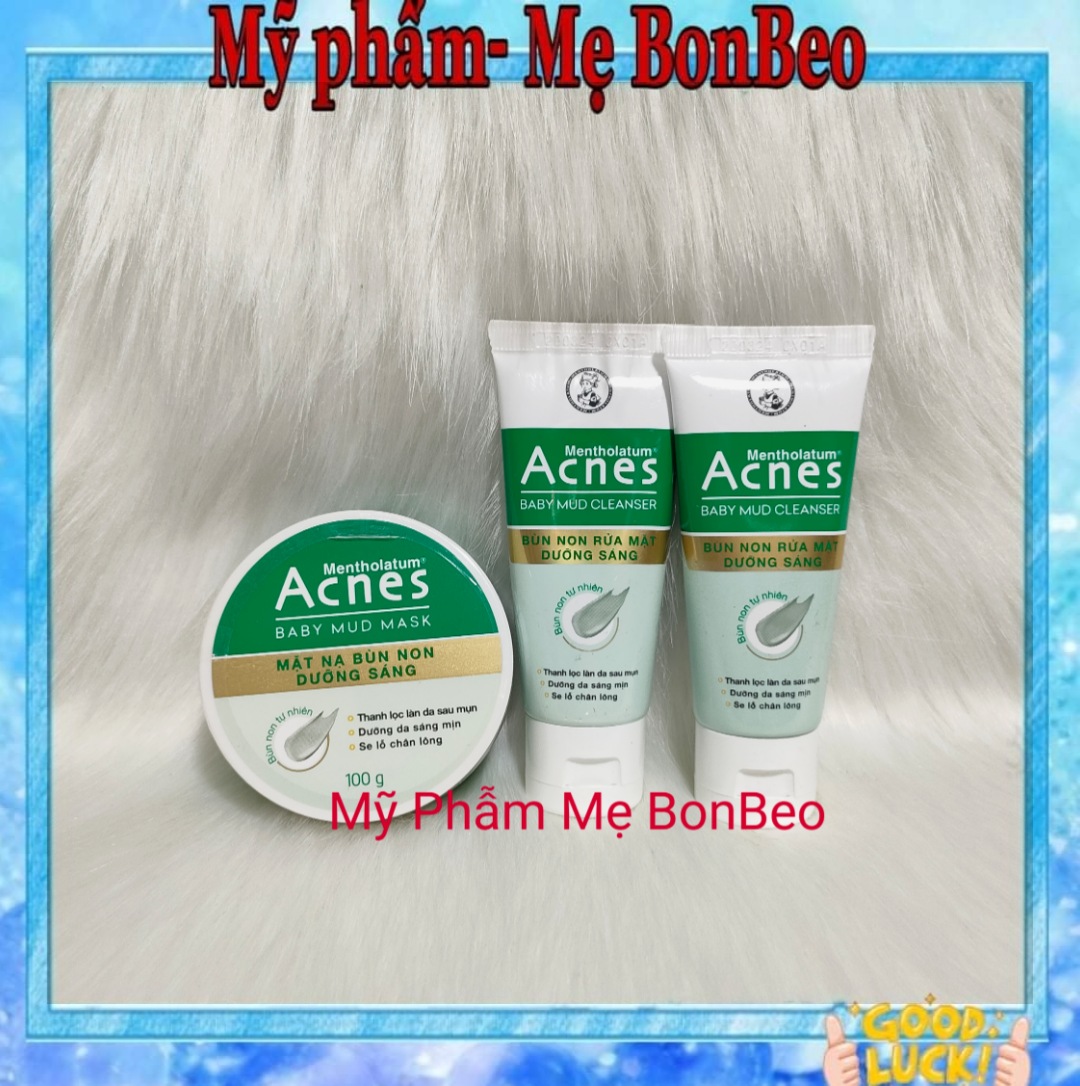 Combo Mặt nạ bùn non Acnes dưỡng sáng100g + 2srm bùn (x25g)