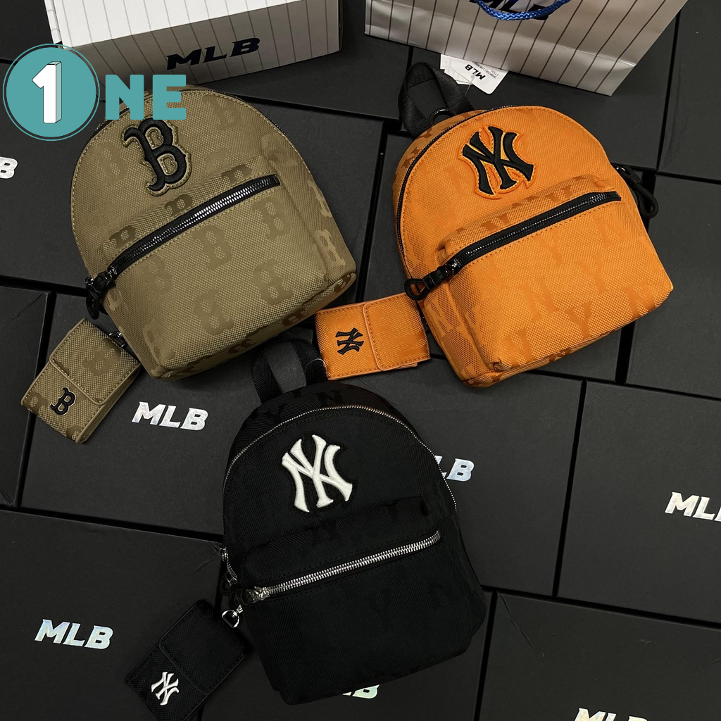 Balo Mini MLB NY Monogram Nylon Jacquard Backpack Full Tag Mac