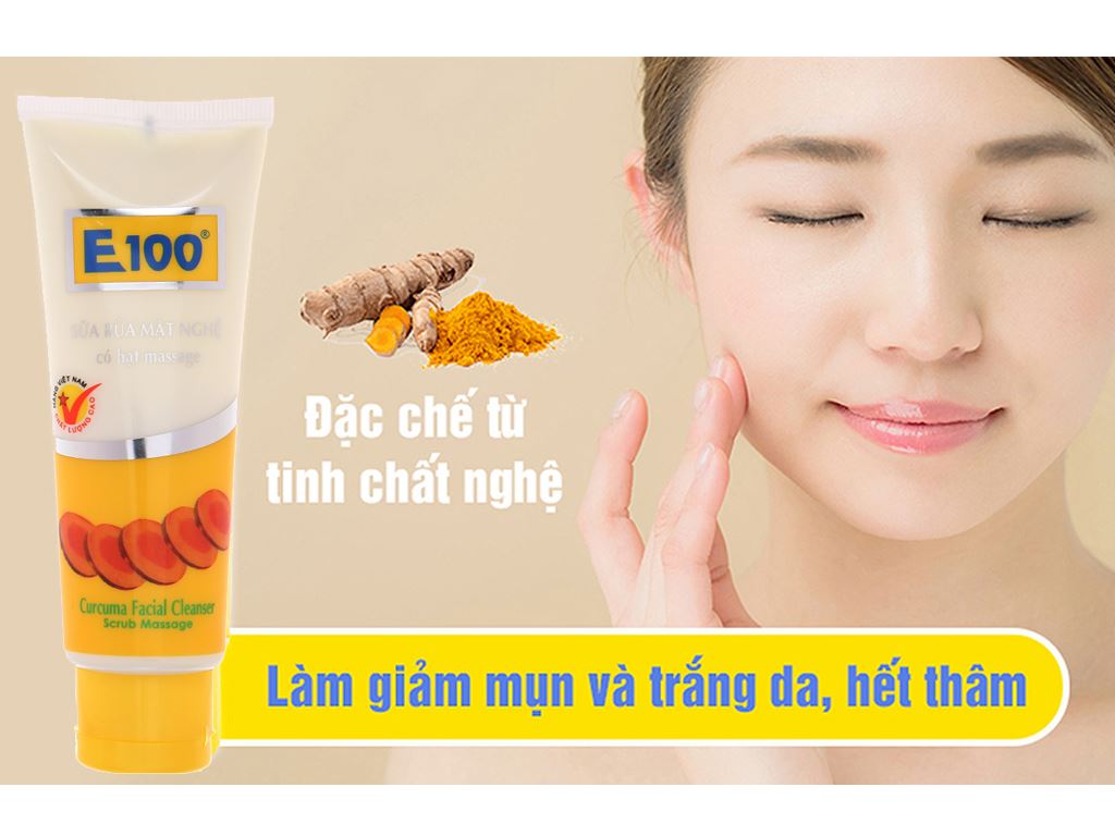 Sữa Rửa Mặt Hạt Nghệ Có Hạt Massage E100 100Gr