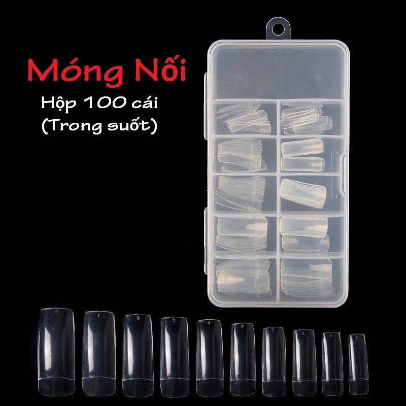Hộp 100 móng nối, đắp móng gel, đắp móng bột
