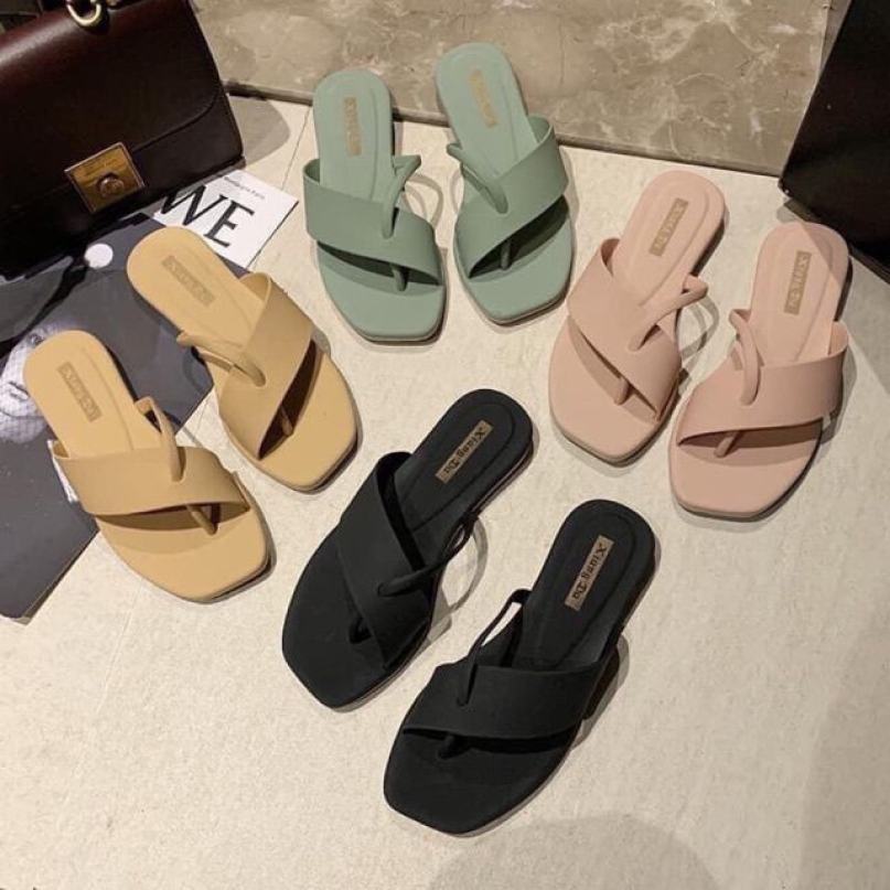 Dép nữ xỏ ngón nhựa dẻo mềm 005 đi mưa thoải mái-dép quai ngang,dép sandal nữ Shoesshop giá rẻ