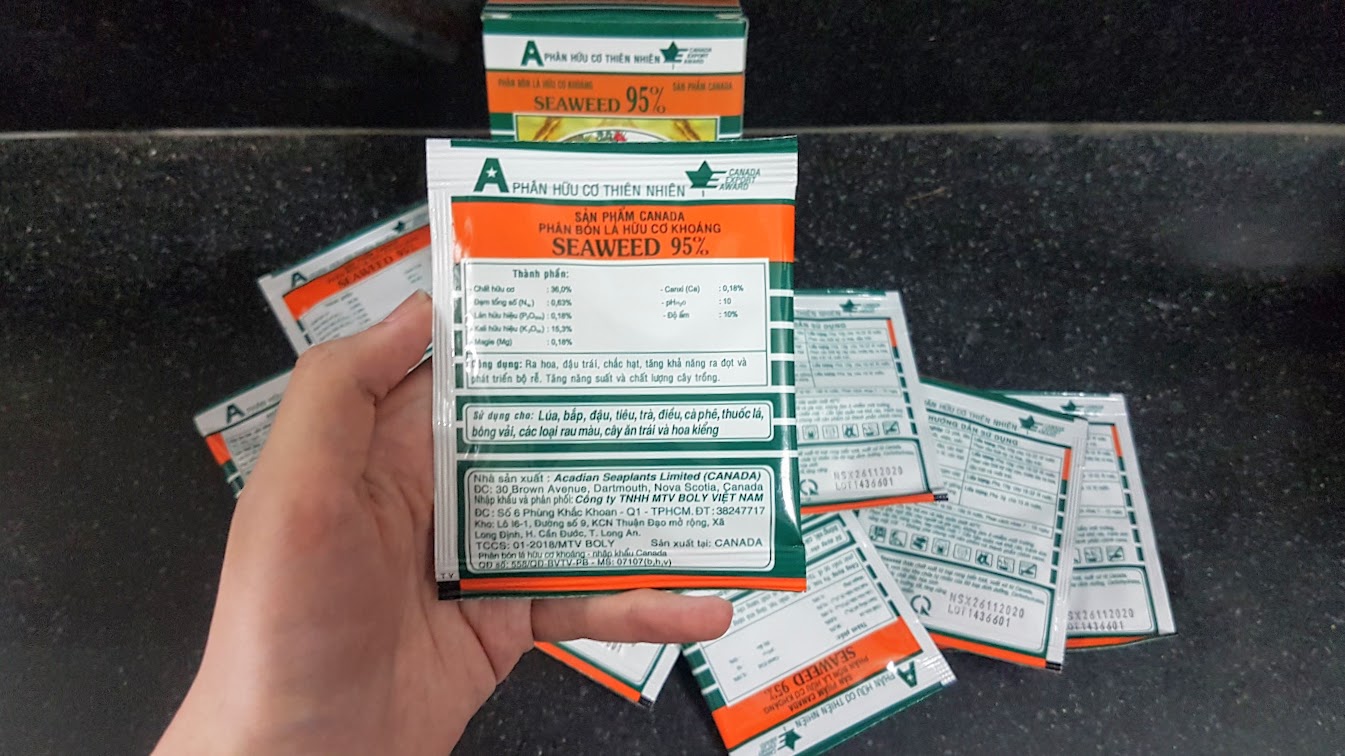 Phân bón lá hữu cơ khoáng Seaweed 1 gói. (gói=10g)