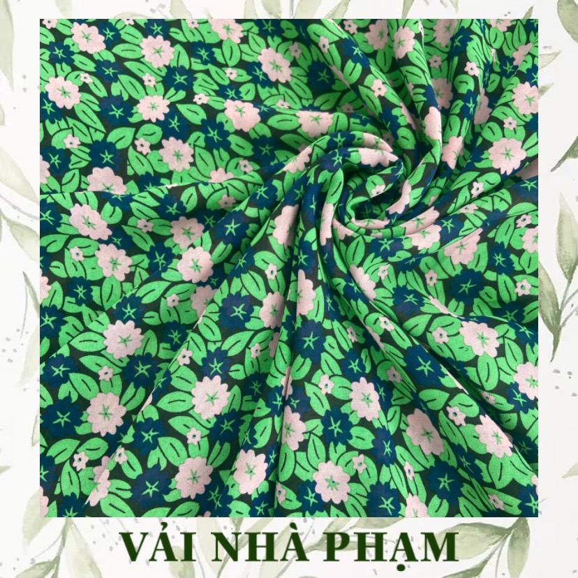 Voan tằm hoa nhí nền đen - khổ vải 1.5m - vải nhà phạm