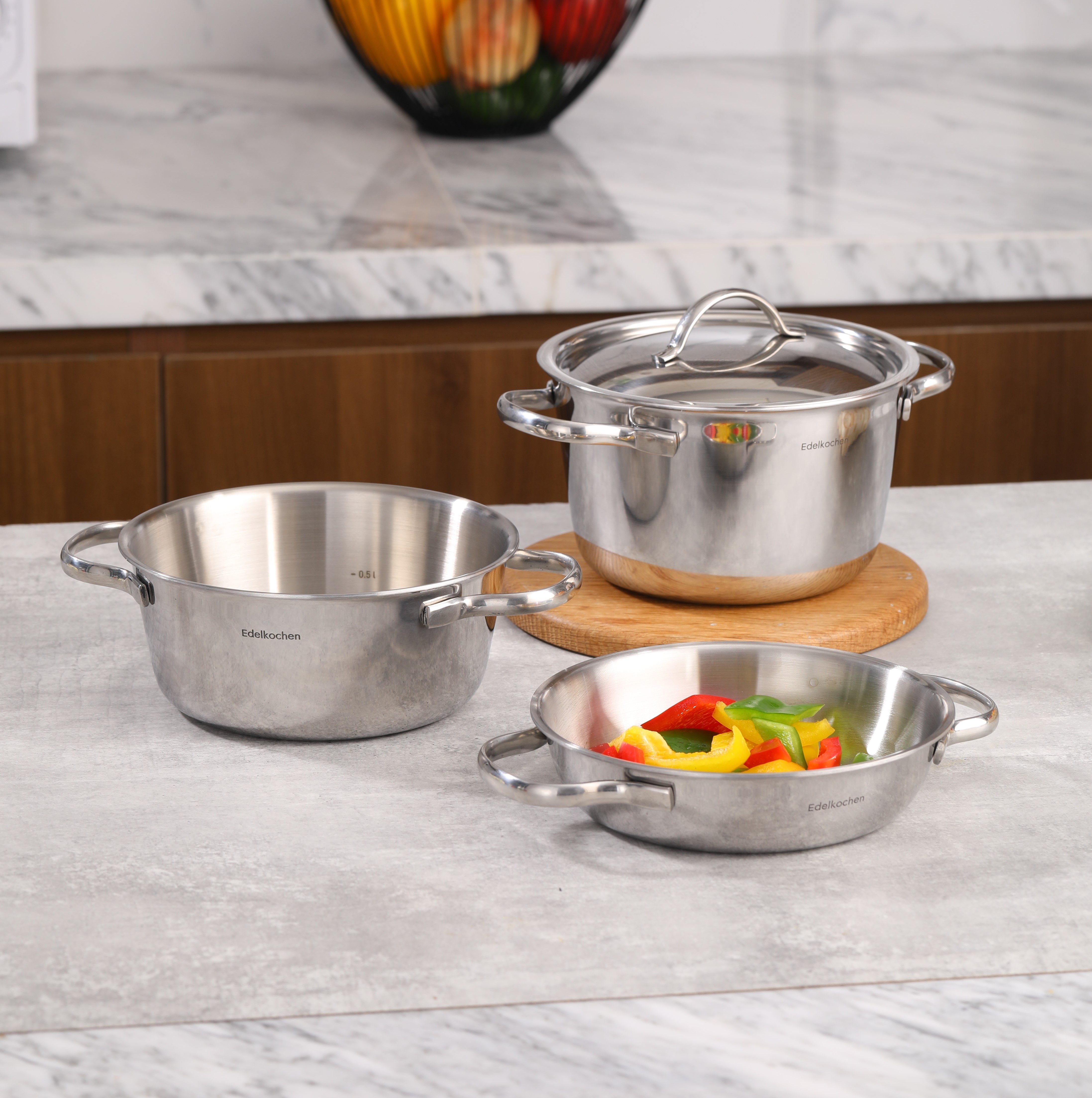 [HCM]Bộ nồi mini Edelkochen 3 lớp Đáy từ 16cm