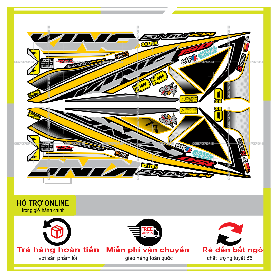 FREESHIP-- TEM RỜI EXCITER 150 MXKING VÀNG ĐEN