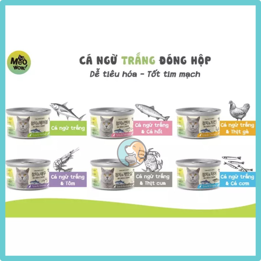 Pate MEOWOW cho mèo lon 80g - Thịt cá thật