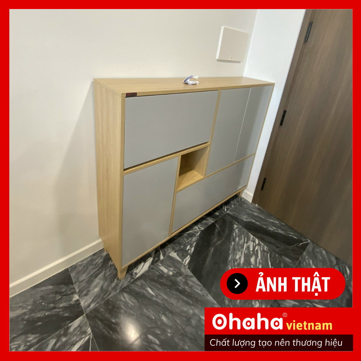 [ Freeship HCM ] [Có ảnh thực tế]  TỦ GIÀY GỖ CAO CẤP SQUARE 01 OHAHA - SQ01