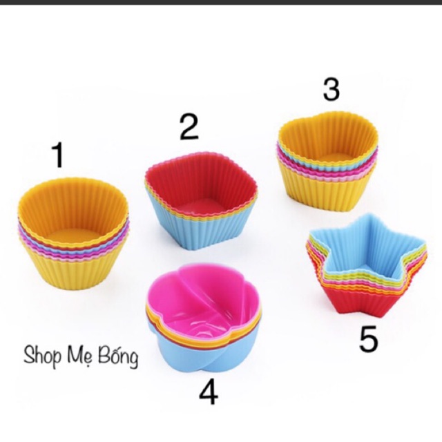Set 5 khuôn cup silicon làm bánh muffin nhiều mẫu