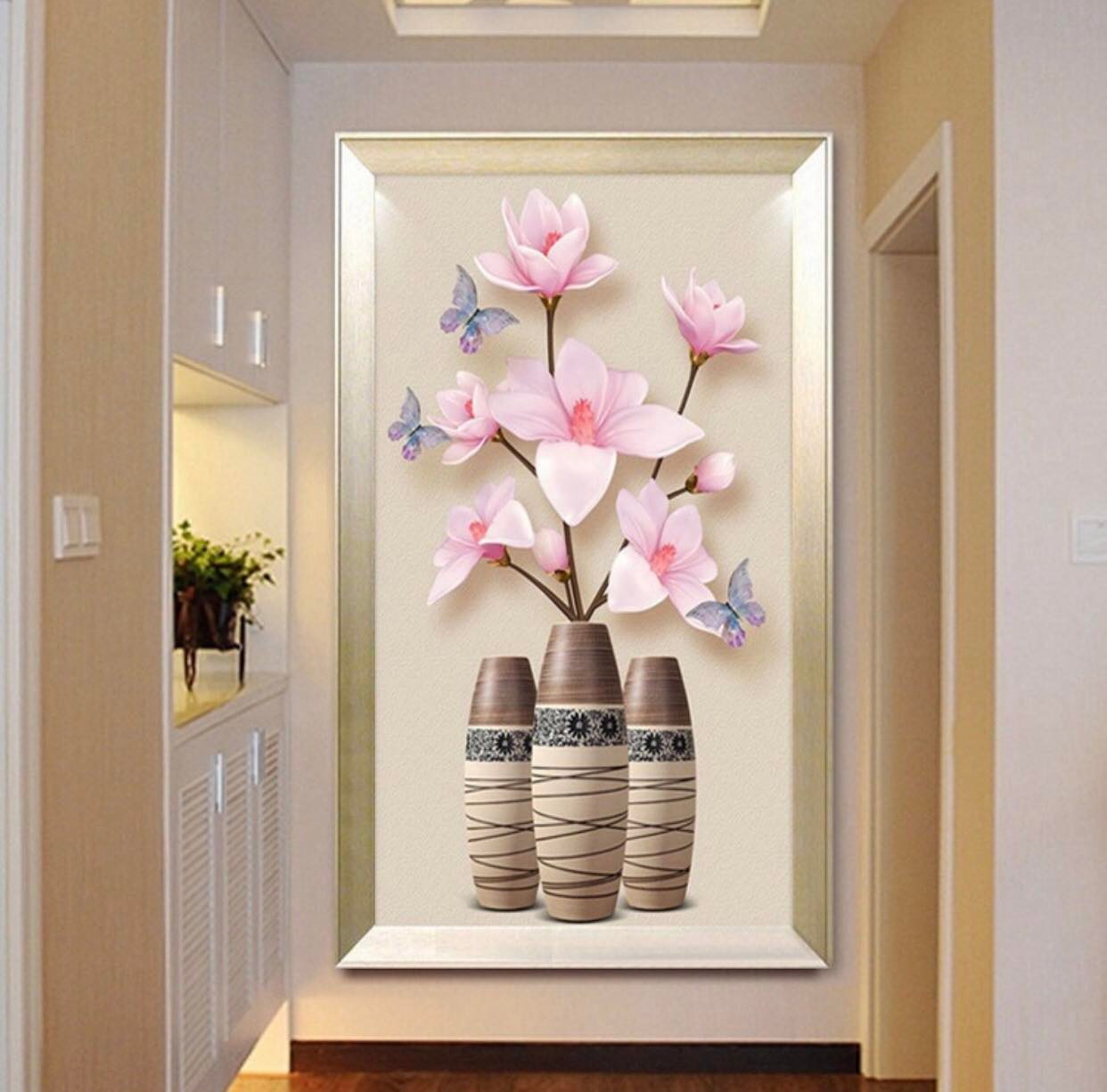Tranh đính đá 5D Bình Hoa Lan- kích thước: 50x75cm (tranh chưa đính đá)