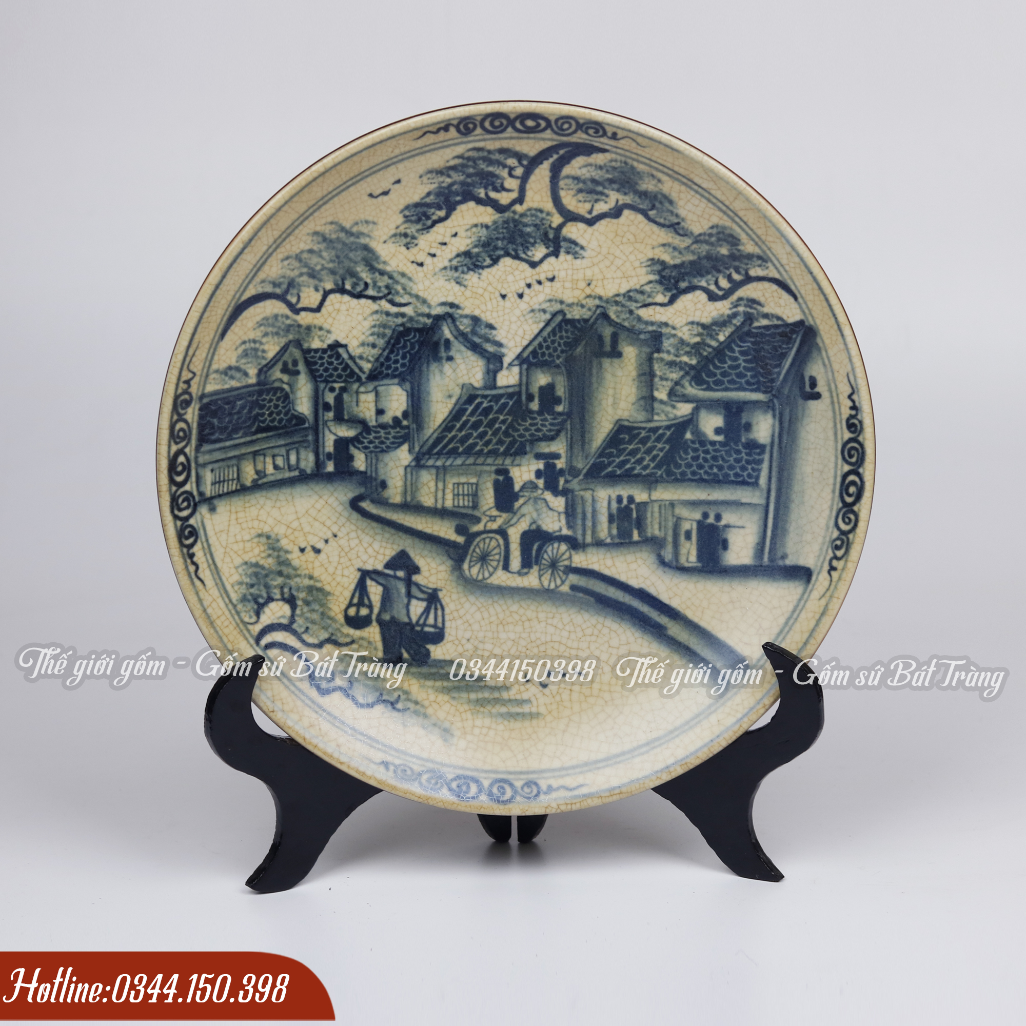 Đĩa Cảnh Men Rạn Bát Tràng Cao Cấp Φ 30cm