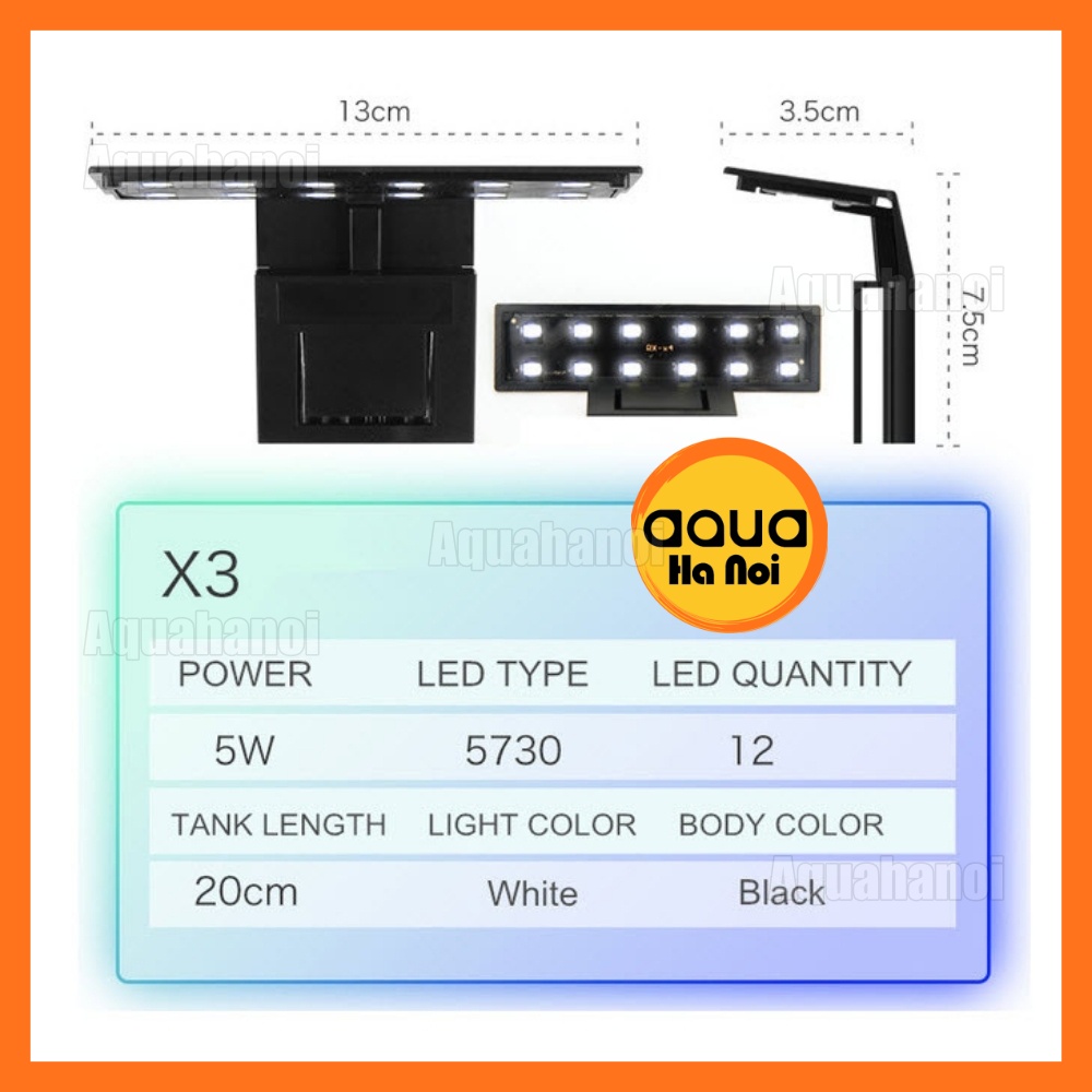 Đèn kẹp LED mini X3 gắn hồ cá cảnh thủy sinh