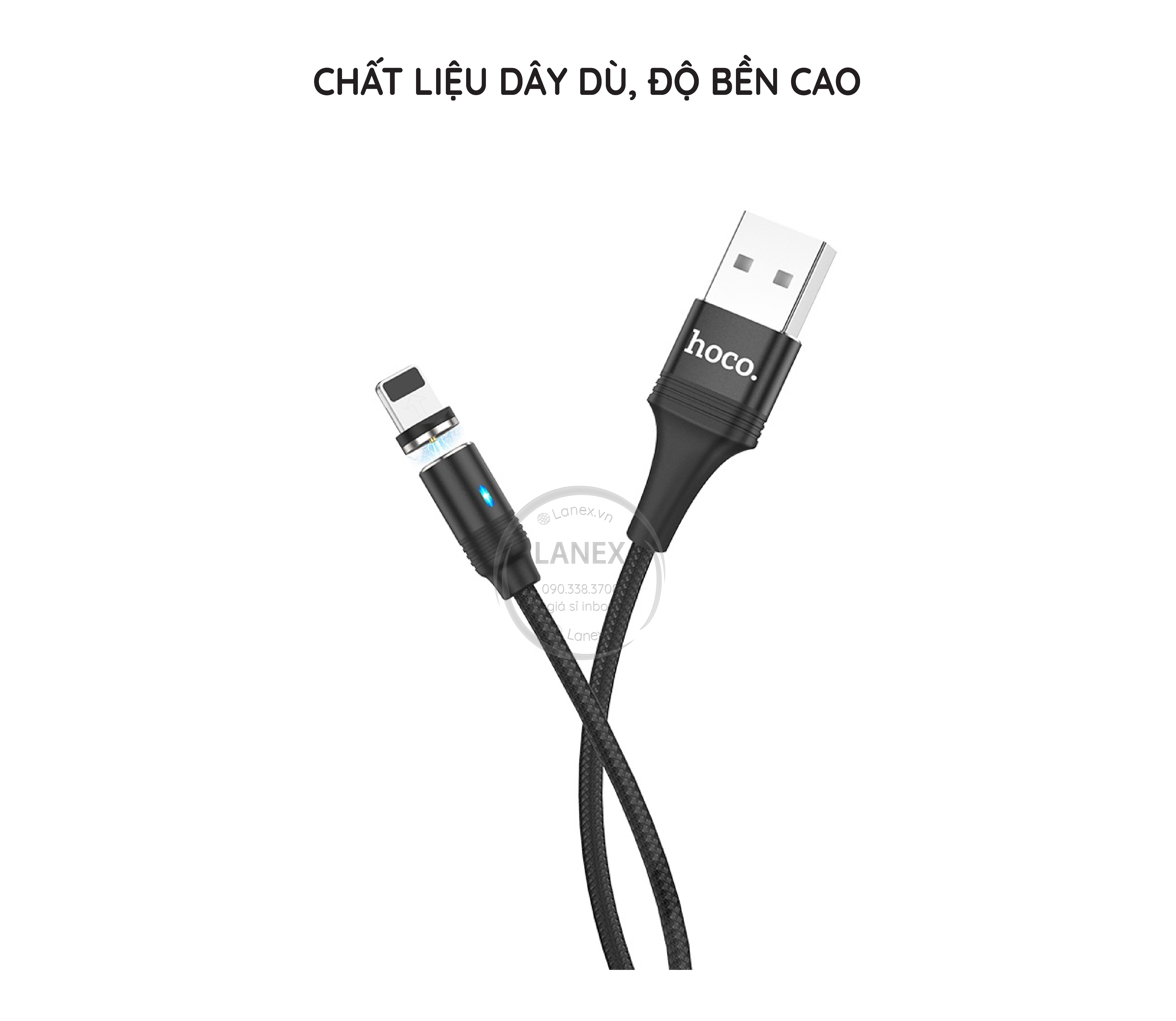 Cáp Sạc Nhanh Hoco U76 Dây Dù Nam Châm Lightning 3.0a Dài 1.2m