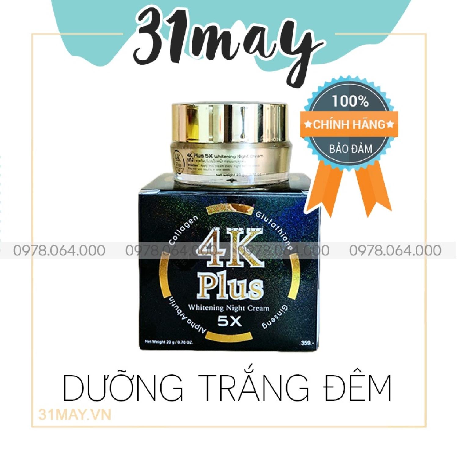 Kem face 4k plus 5x chính hãng - kem face dưỡng trắng da ban đêm thái lan