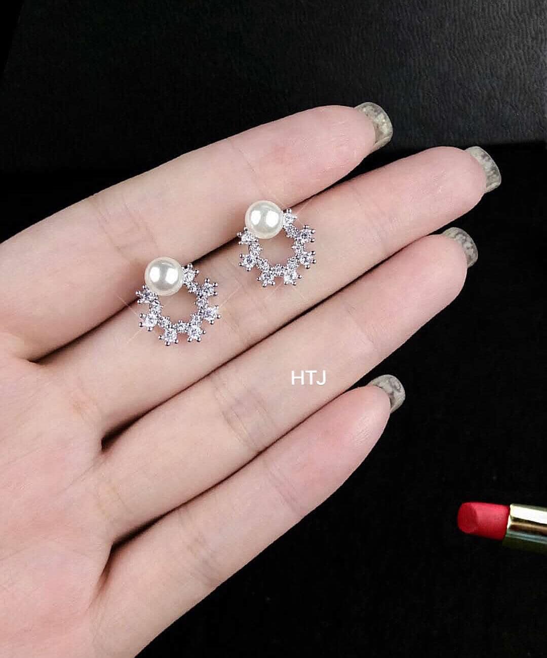 Bông tai nữ bạc ta gắn trai MS65a