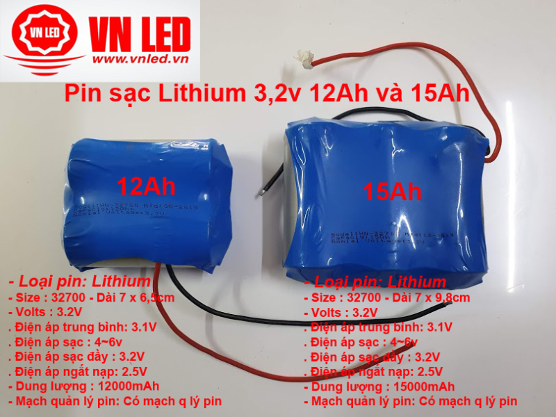 Pin sạc Lithium 3,2v 6Ah cho đèn pha 40W, 60W, 100W, 120W, 150W đèn đường 30W, 60W, 100W năng lượng mặt trời