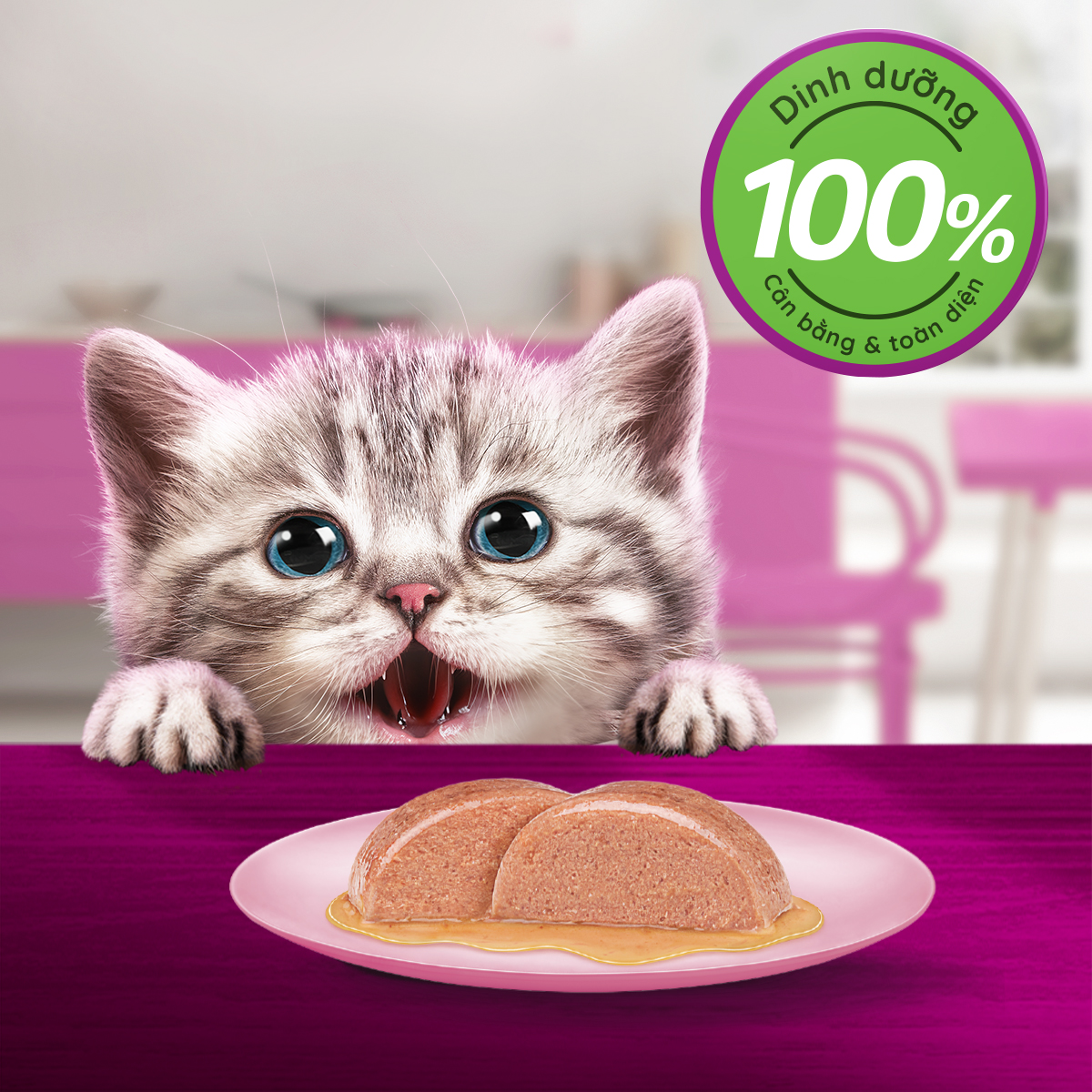 WHISKAS® Thức ăn cho mèo con dạng sốt (pate mèo) 80g (14 gói)