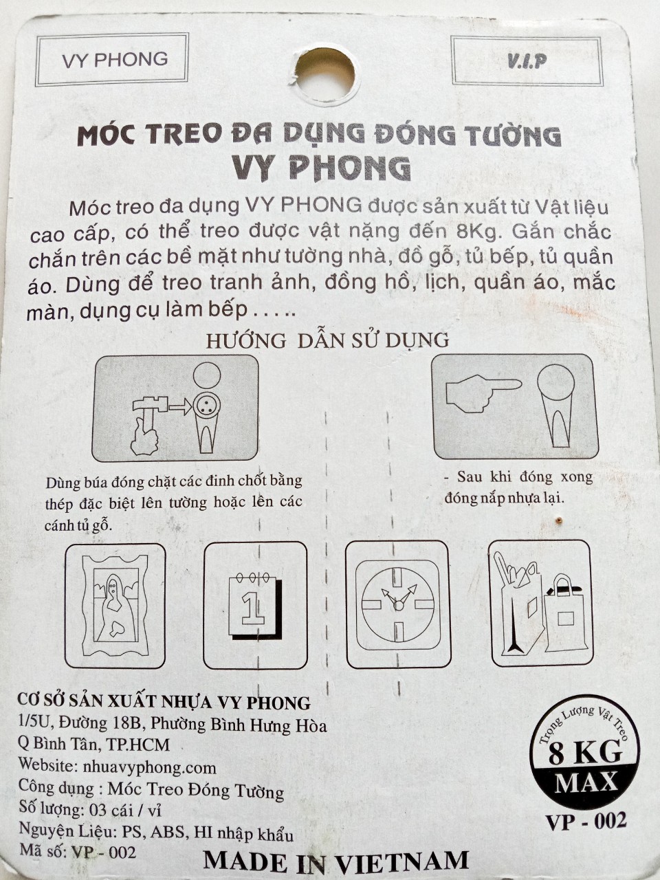 Móc Treo Đóng Tường Đa Dụng Vy Phong