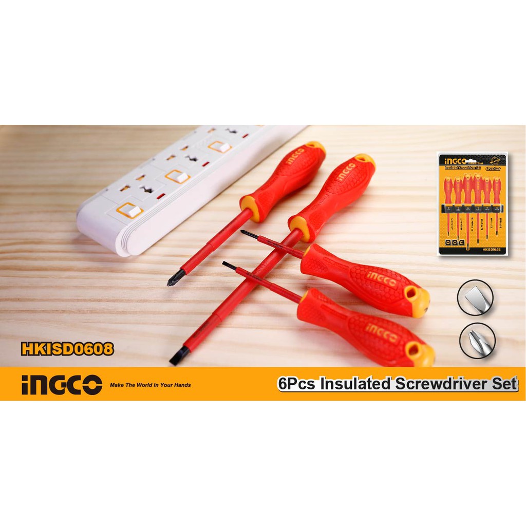 Bộ 6 tua vít cách điện INGCO HKISD0608