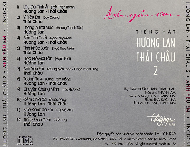 Bộ 6 đĩa cd nhạc trung tâm thúy nga 6
