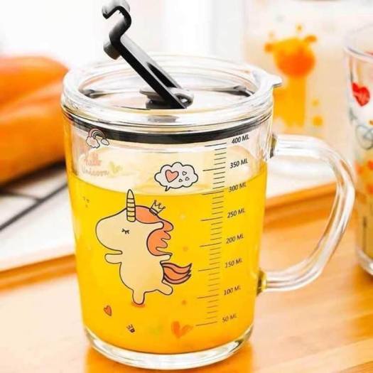 Cốc Thuỷ Tinh Chia Vạch Ml Có Nắp Chống Đổ