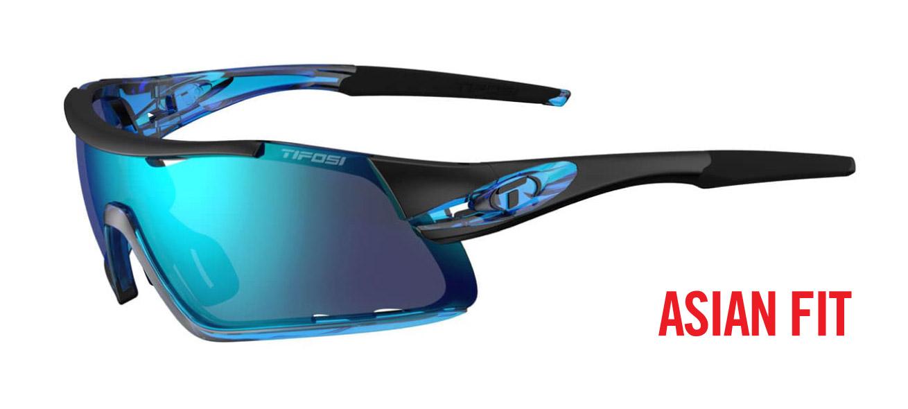 Kính mát thể thao Tifosi Davos AF - Gọng Crystal Blue (Asian Fit), Bộ 3 tròng Clarion Blue / AC Red / Clear
