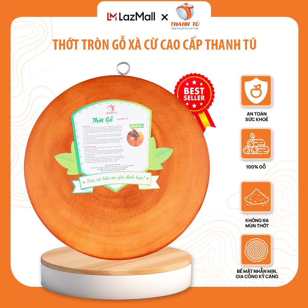 Thớt Tròn Gỗ Xà Cừ Cao Cấp Thanh Tú 30cm