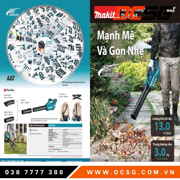 Máy thổi dùng pin 18V/BL Makita DUB184Z(Thân Máy Chưa Pin Sạc)