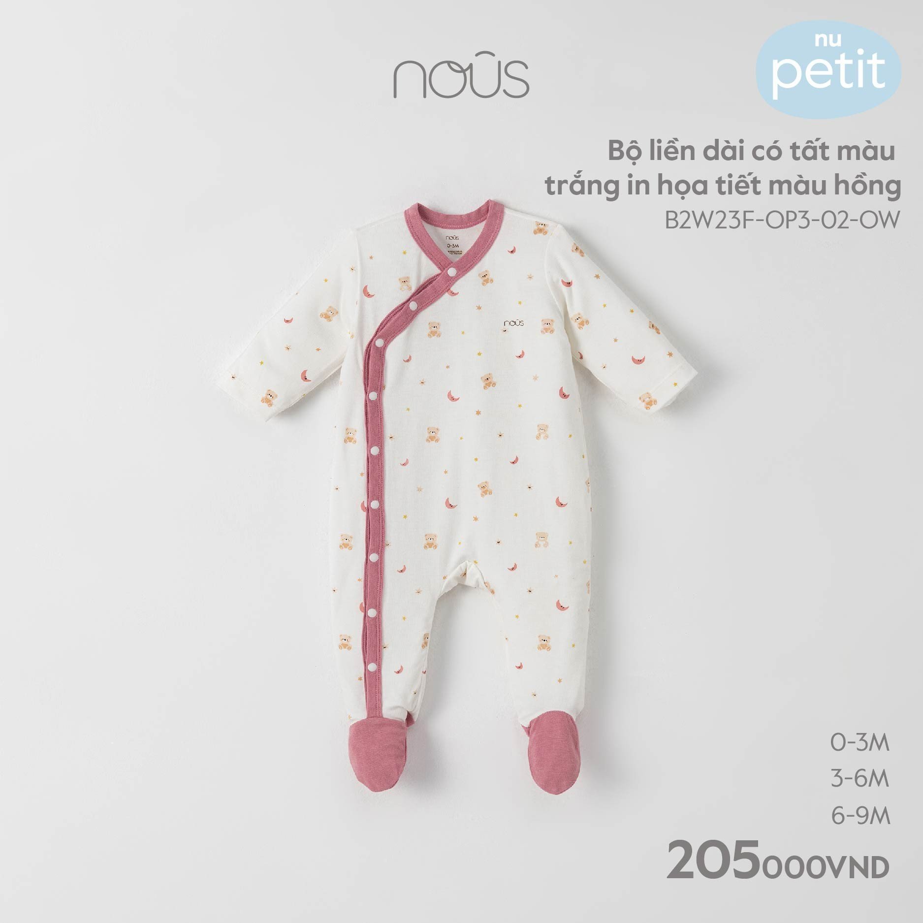 Bộ body liền dài tay  Nous cho bé (0m-12m)