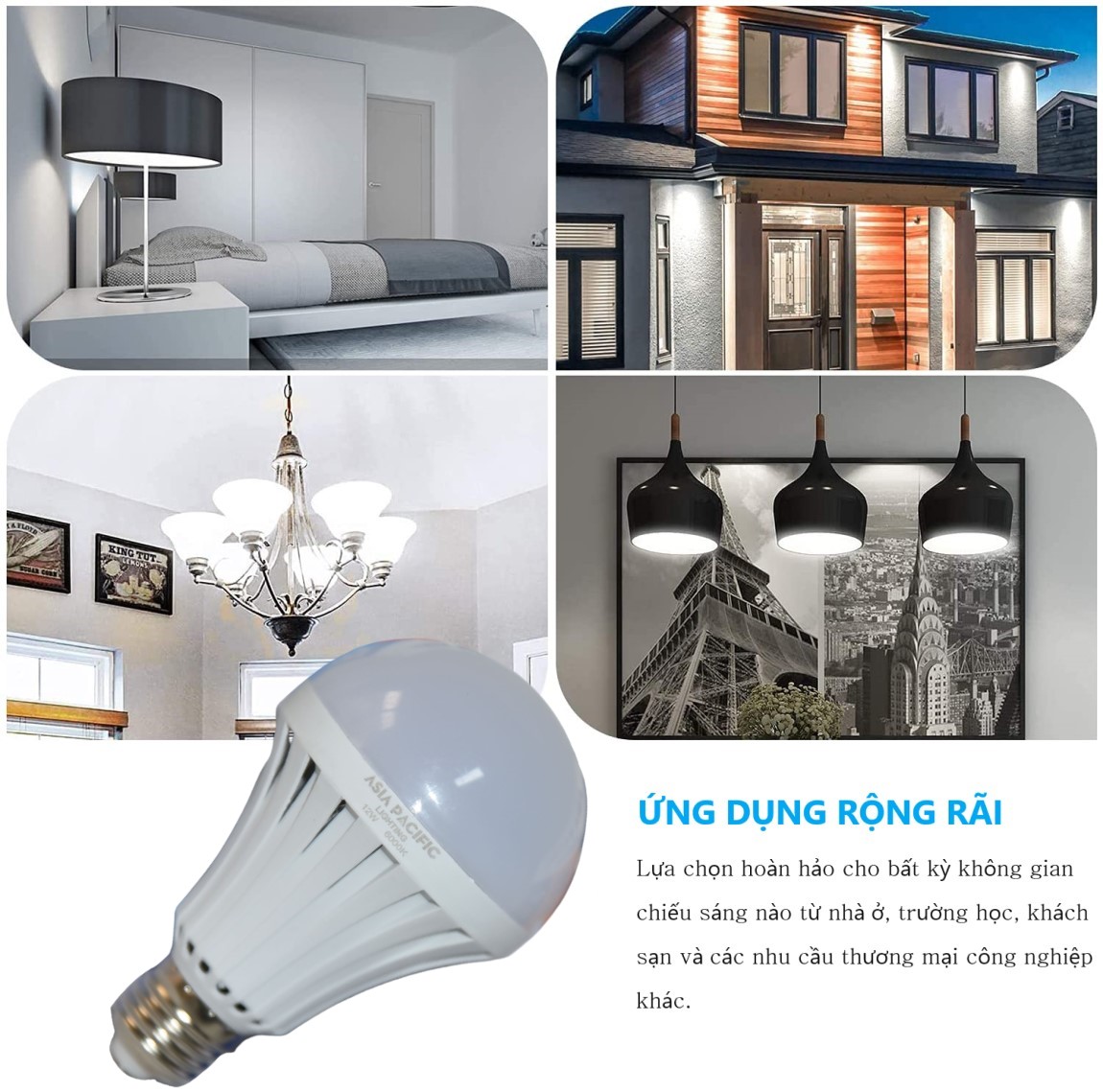 Bóng đèn led bulb Asia Pacific Lighting 12W (đèn led búp tròn)