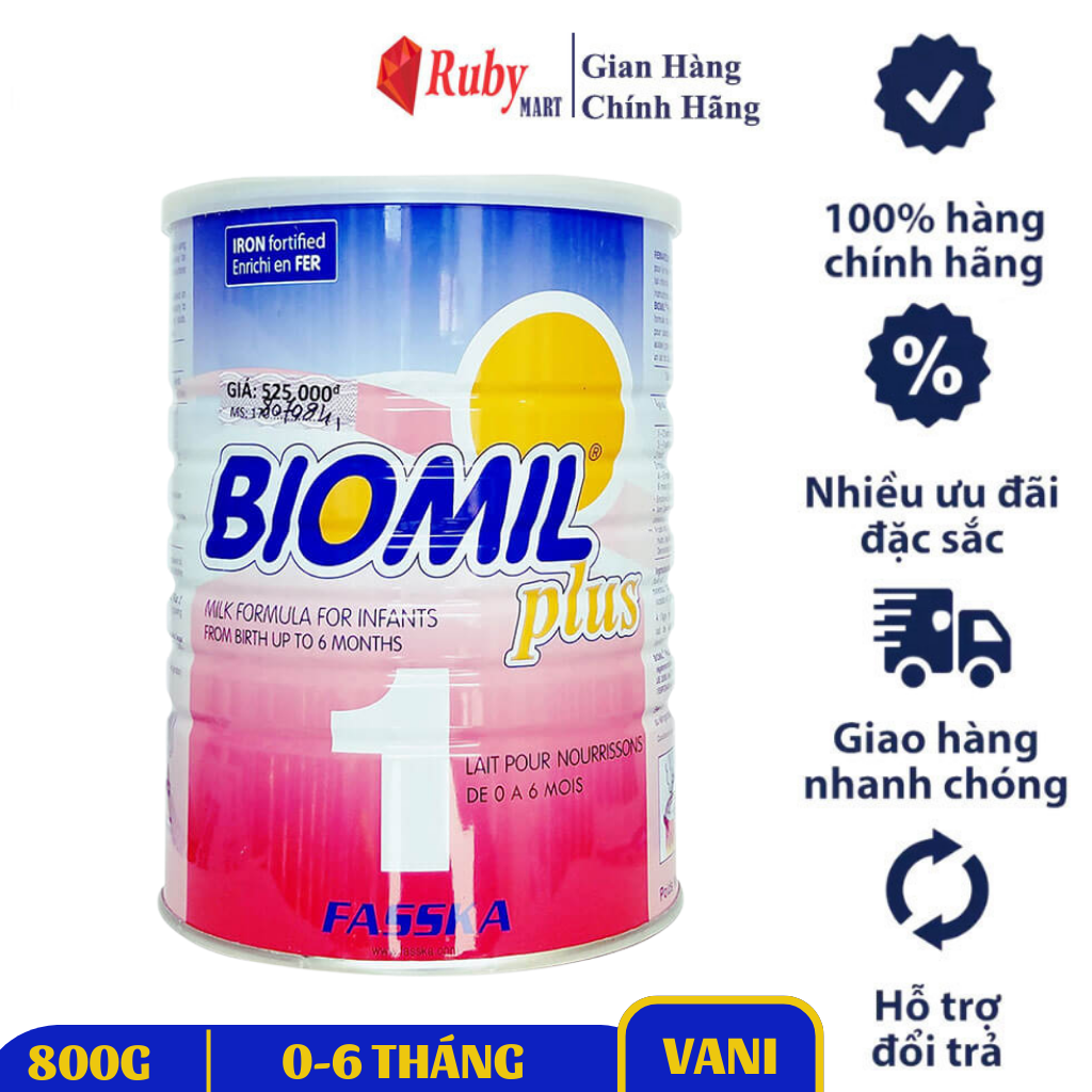 FREESHIP MAX  Sữa Bột Biomil Số 1 lon 800g Cho trẻ từ 0 - 6 tháng tuổi