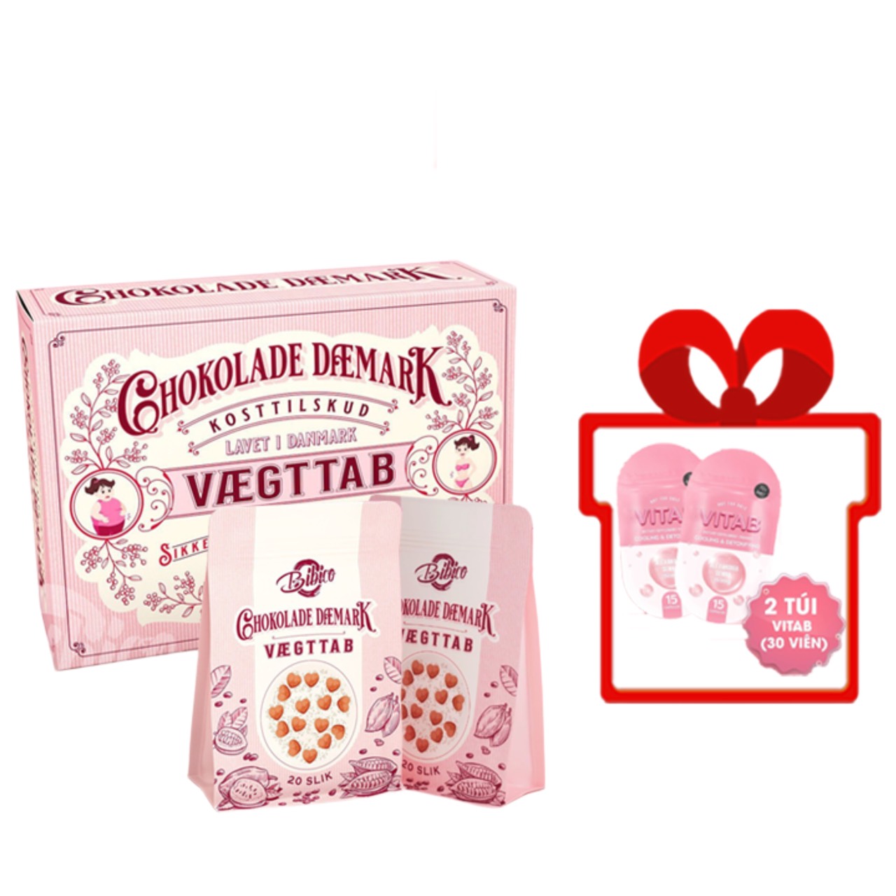 Kẹo socola giảm cân Đan Mạch hộp hồng 40 viên