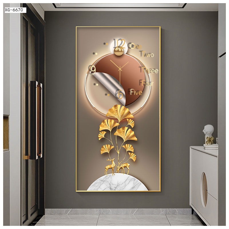 Đồng Hồ Mẫu Hươu Và Phong Cảnh Nghệ Thuật Decor Nội Thất