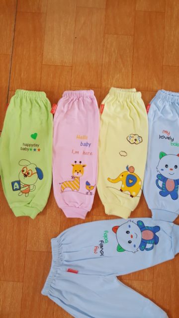 Quần dài sơ sinh cotton in mông bền đẹp