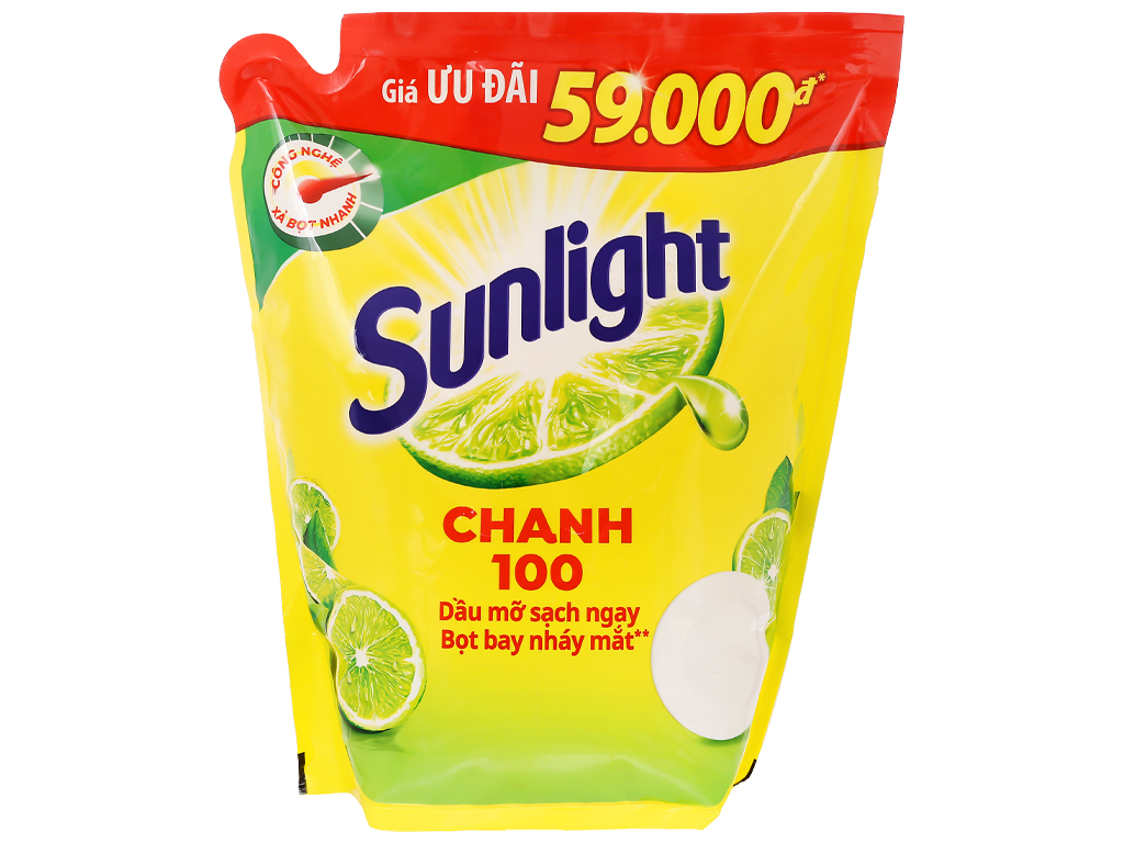 Nước rửa chén Sunlight Chanh 100 túi 2.6kg