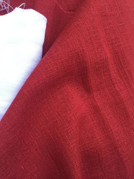 Vải linen tưng gân màu đỏ đô