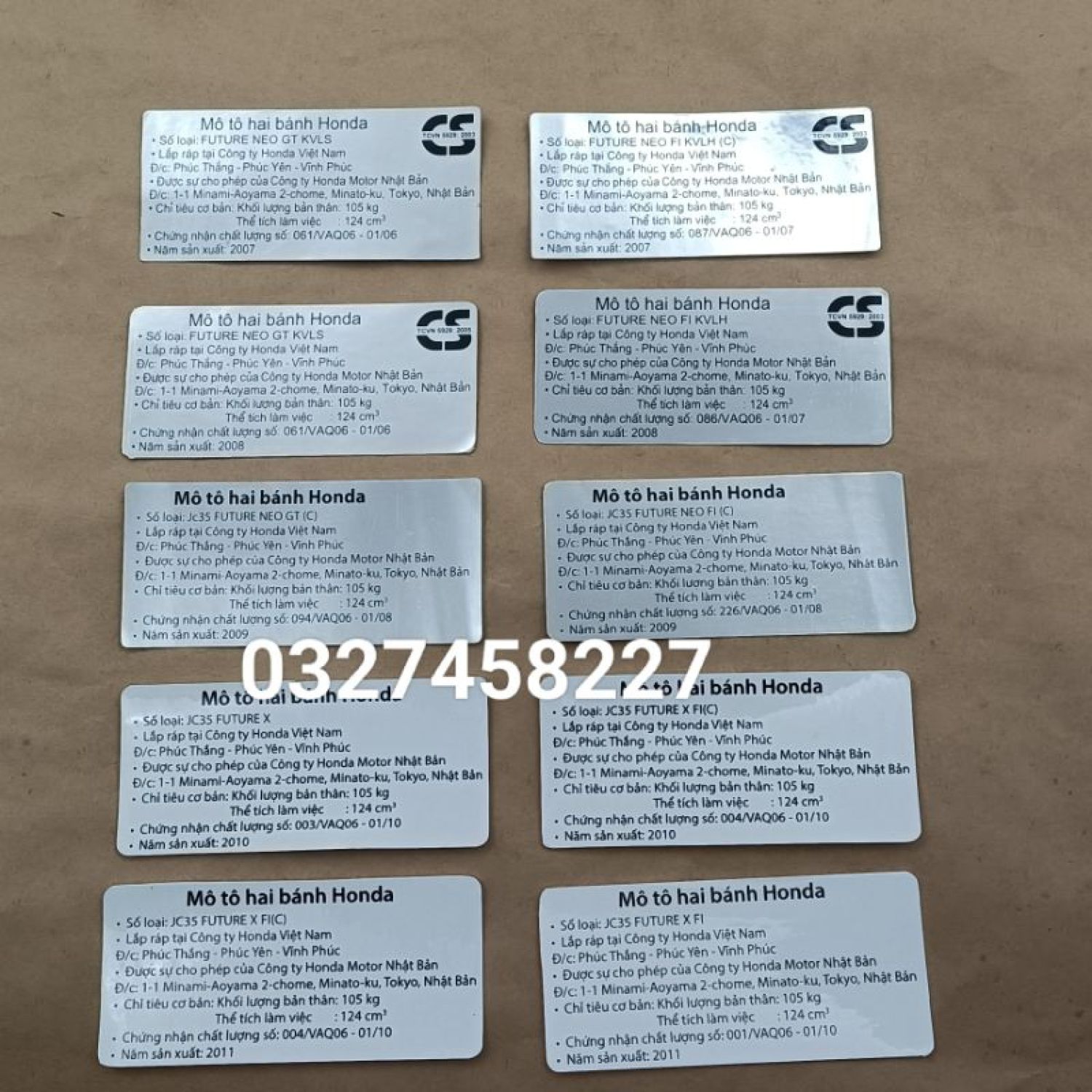 Tem thông số năm sản xuất xe future neo, x, gt, fi ....hộp xích, cacte
