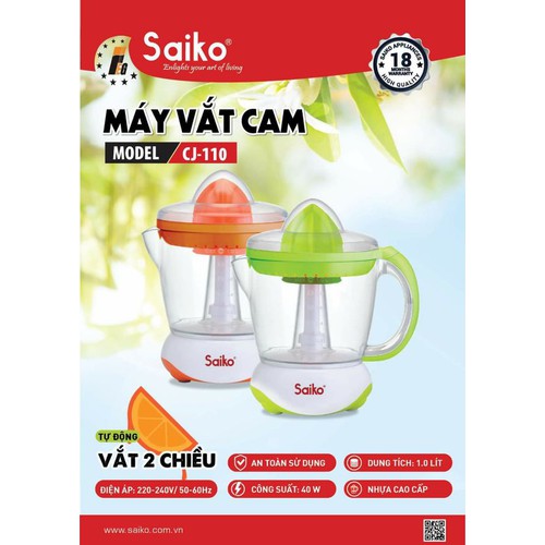 [HCM]Máy vắt cam Saiko tự động vắt 2 chiều CJ-110 -