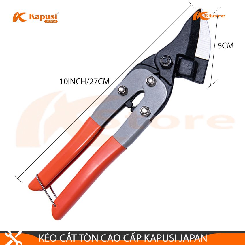 Kéo cắt tôn cao cấp mỏ nghiêng 45 độ kapusi japan 10inch/27cm - kéo cắt đa năng tiêu chuẩn nhật bản - cắt các tấm kim loại từ 0.7mm-1.2mm