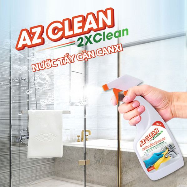 Tẩy cặn canxi, tẩy rửa nhà tắm AZ CLEAN X2 tẩy vòi inox vách kính bồn sứ gạch men siêu sạch rất an toàn thông minh