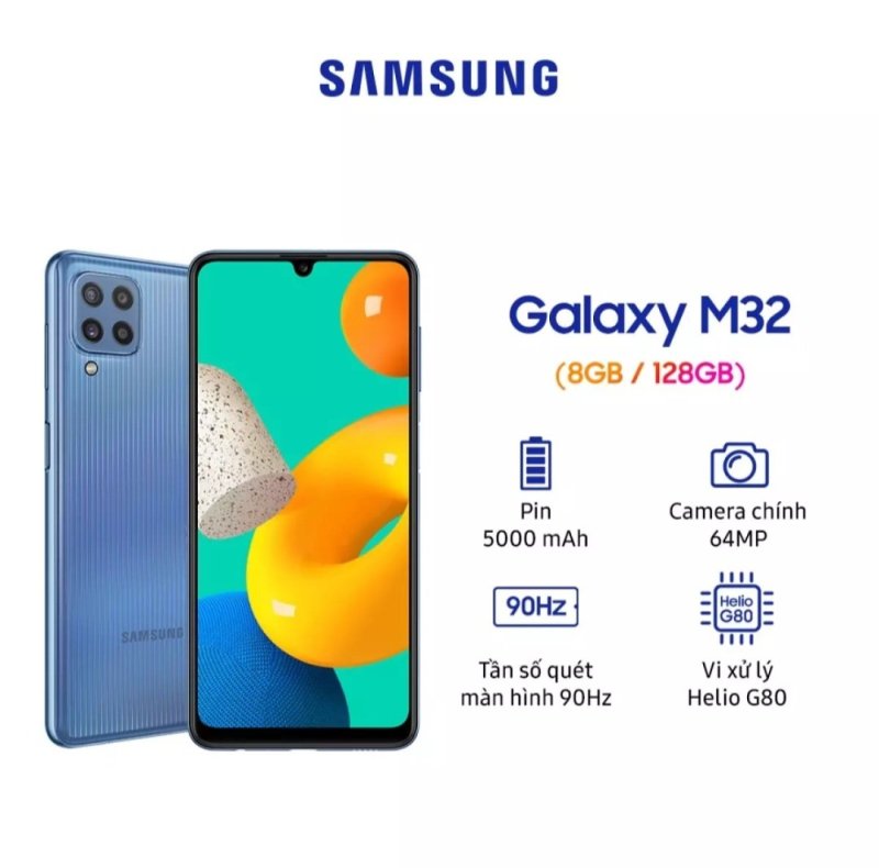 Điện thoại Samsung Galaxy M32 (8GB/128GB) - Hàng chính hãng - New seal - Pin 5000mah - Tương thích sạc nhanh 25W - Kích hoạt bảo hành 22/11/2021