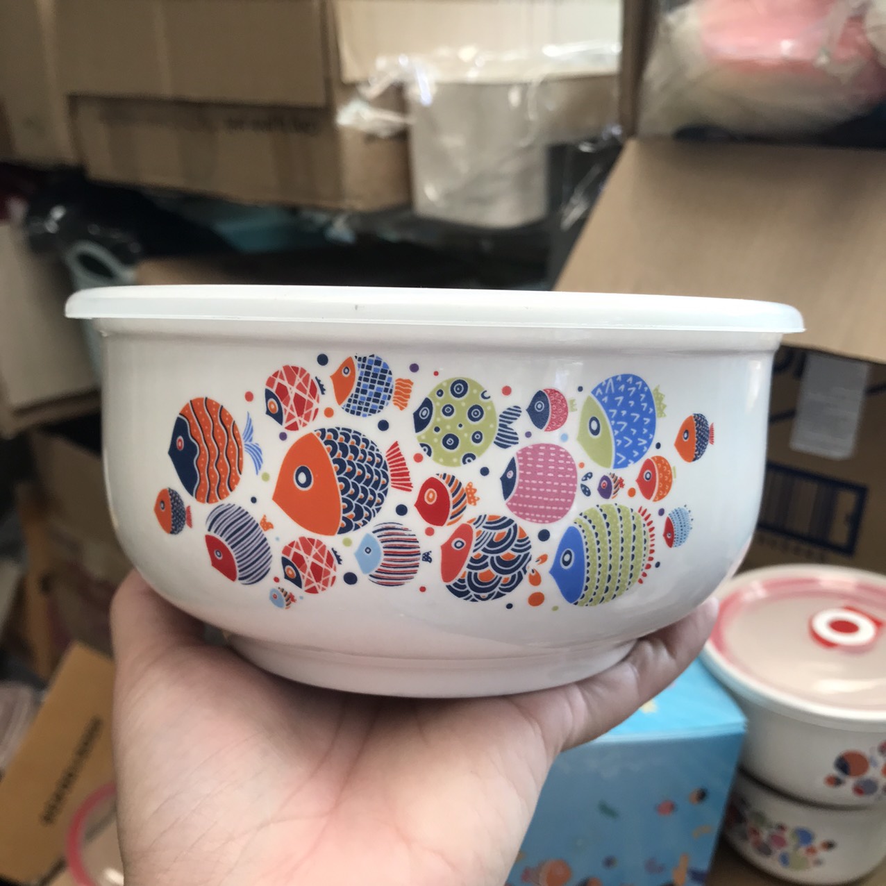 BỘ 3 THỐ SỨ CAO CẤP CÓ NẮP HÚT CHÂN KHÔNG