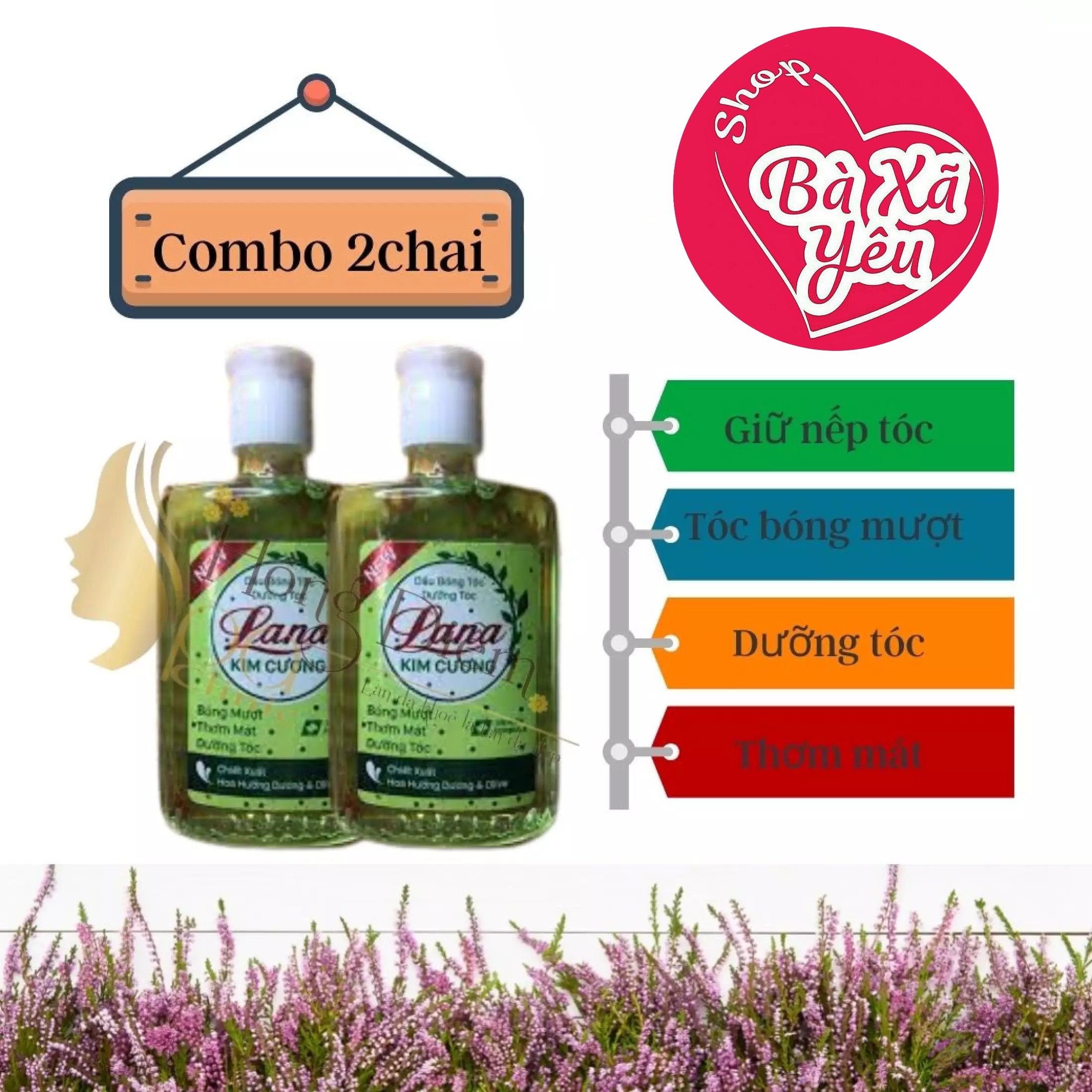 Combo 2 chai dầu bóng tóc dưỡng tóc Lana 40ml