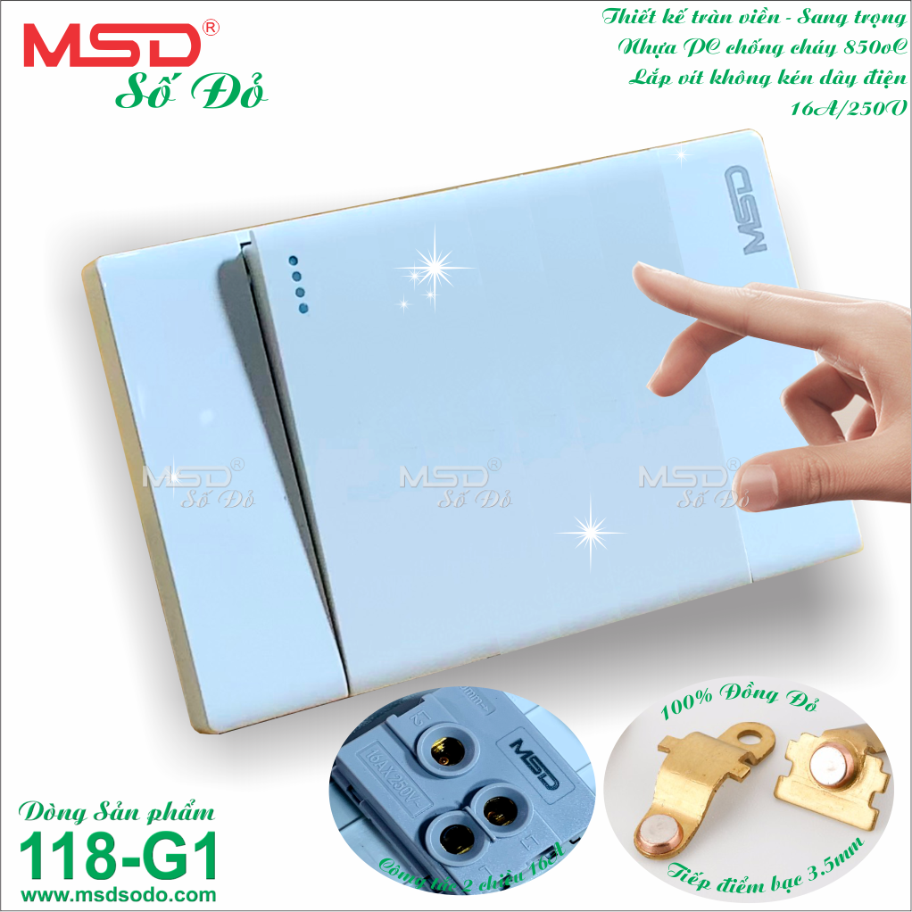CÔNG TẮC CẦU THANG LỚN - 1 NÚT NHẤN - 118G1-MSD-B6