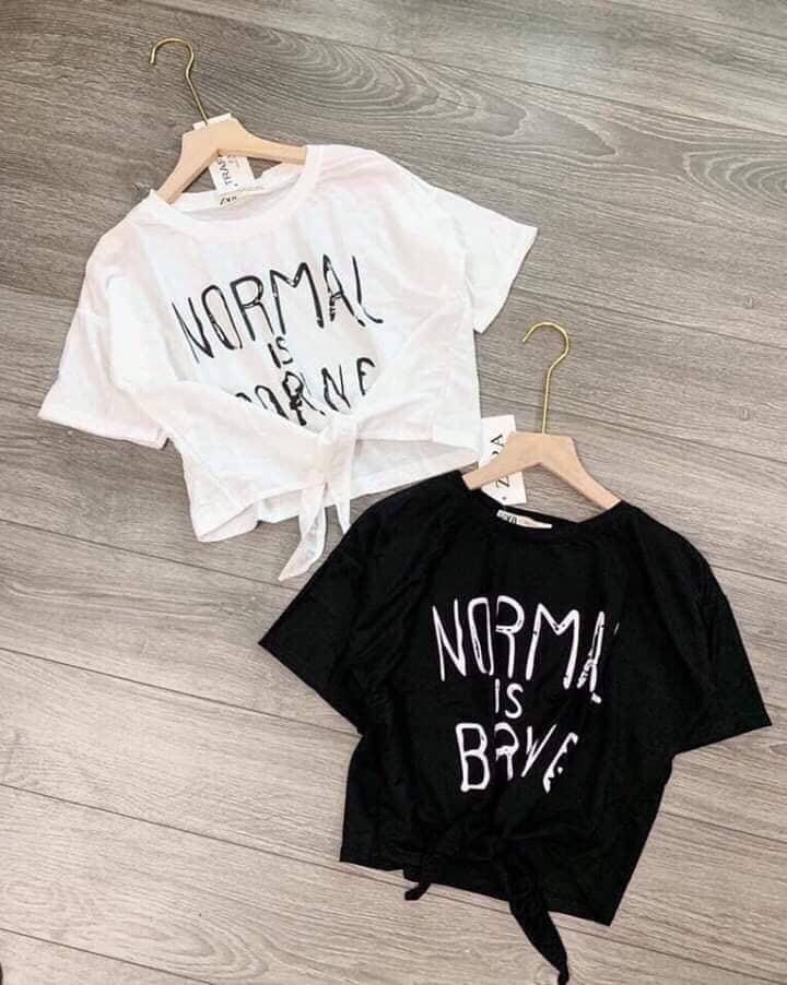 Áo thun cột eo in chữ NOMAL IS BORING TTKX0280