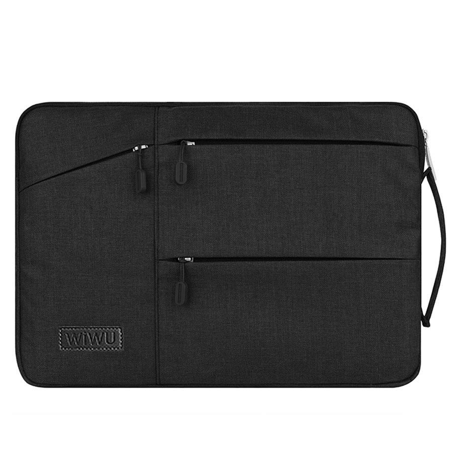 WIWU 13.3 Inch Laptop Sleeve Case Waterproof with Handle Fabric Cover Protective Briefcase(Black)