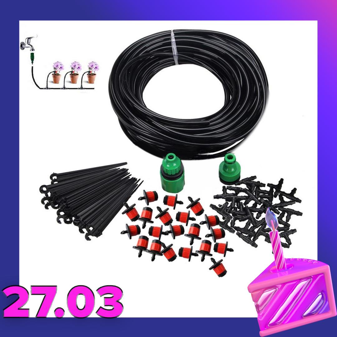 Hệ thống tưới nhỏ giọt 20 béc và đầy đủ phụ kiện thích hợp cho vườn sân thượng ban công tưới cây cảnh rau trồng thùng xốp ...