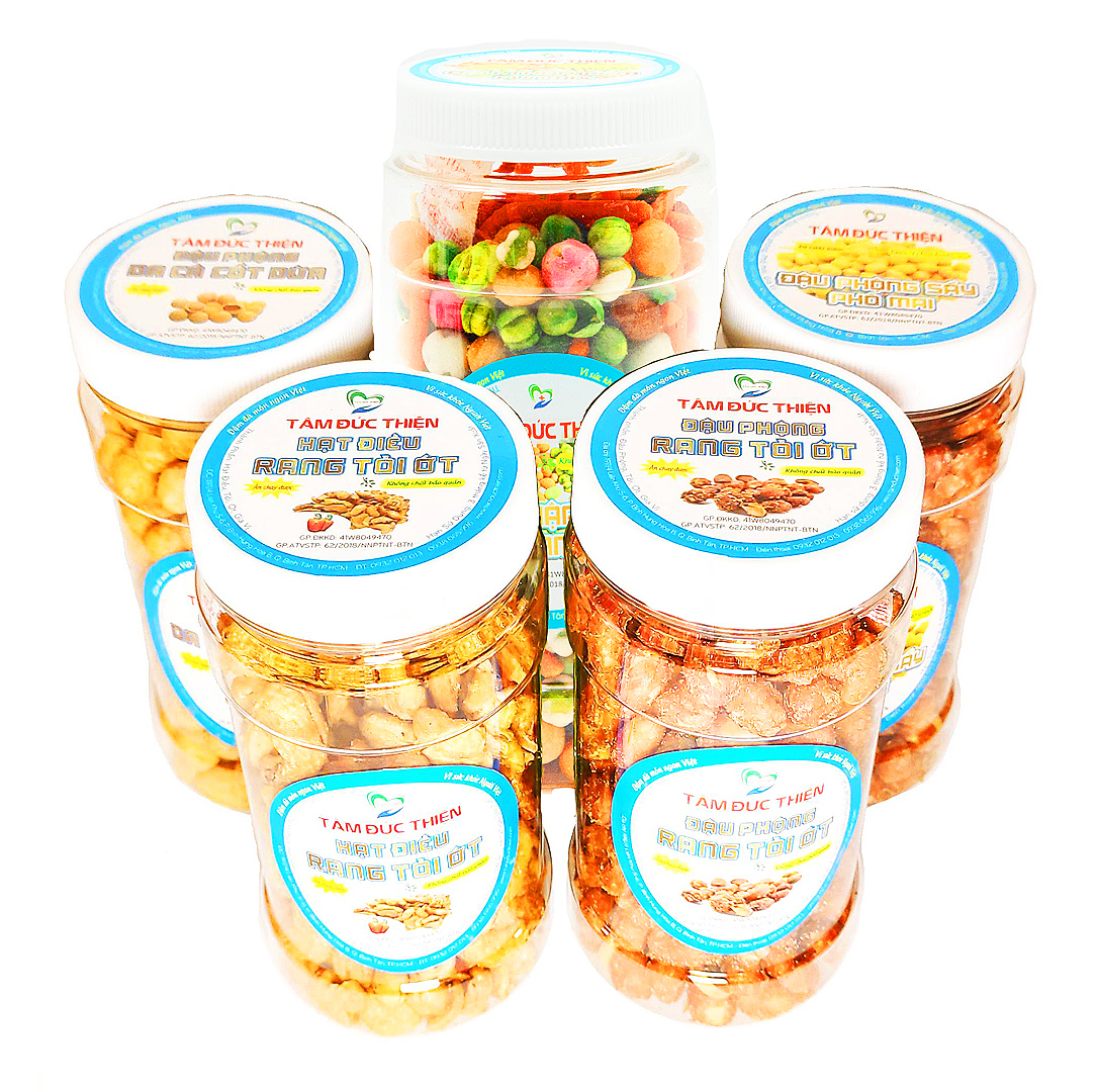 Combo 5 Hộp: Đậu Hạt Ngũ Vị Tùy Chọn Trong 10 Loại Tâm Đức Thiện Thực Phẩm Đóng Gói Đóng Hộp Ăn Liền đồ ăn vặt bánh kẹo quà Tết